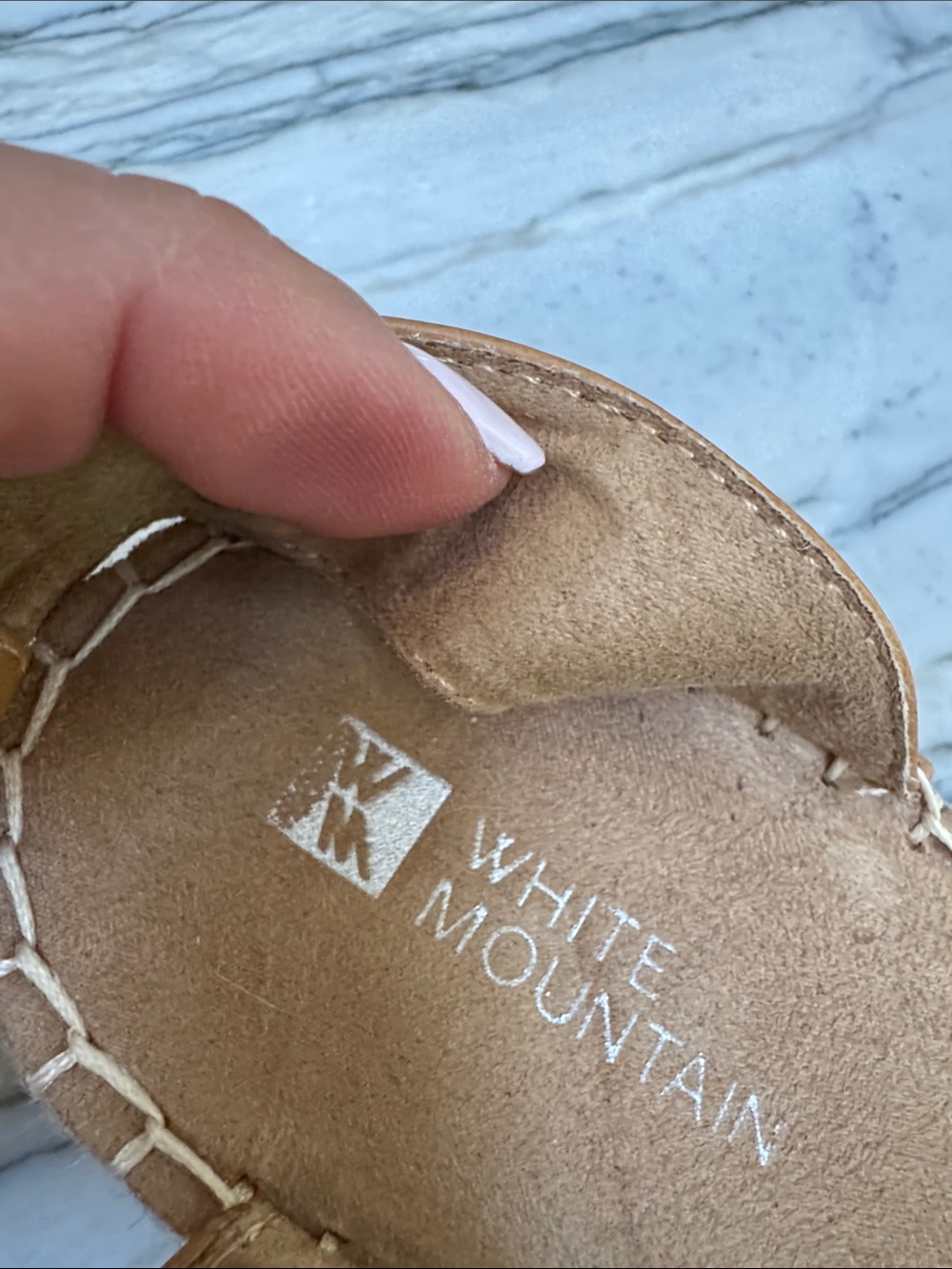 White Mountain Black Rhinestone Espadrille Wedge Sandal with Tan Ankle Strap - Picture 4 of 6